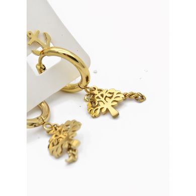 SET DE ARETES X 3 CRISTALES SURTIDO/ACERO INOXIDABLE