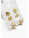 SET DE ARETES X 3 CRISTALES SURTIDO/ACERO INOXIDABLE