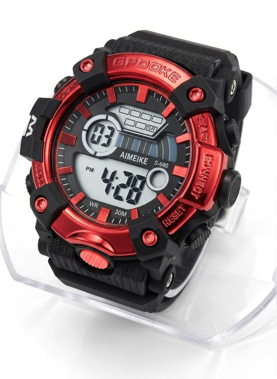 RELOJ DIGITAL SUMERGIBLE 3 MTS CON LUZ, CALENDARIO, CRONOMETRO ESTUCHE PULSO EN GOMA- GARANTIA DE 3 MESES