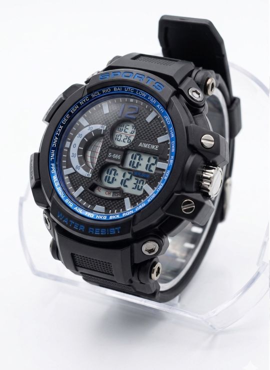 RELOJ DIGITAL SUMERGIBLE 3 MTS CON LUZ, CALENDARIO, CRONOMETRO ESTUCHE PULSO EN GOMA- GARANTIA DE 3 MESES
