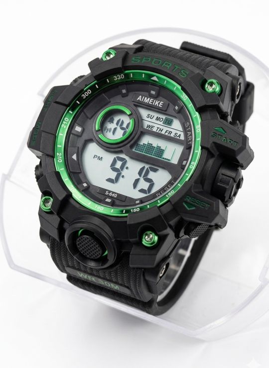 RELOJ DIGITAL SUMERGIBLE 3 MTS CON LUZ, CALENDARIO, CRONOMETRO ESTUCHE PULSO EN GOMA- GARANTIA DE 3 MESES