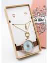 SET DE RELOJ METALICO CON COLLAR EN ACERO INOXIDABLE Y ESTUCHE