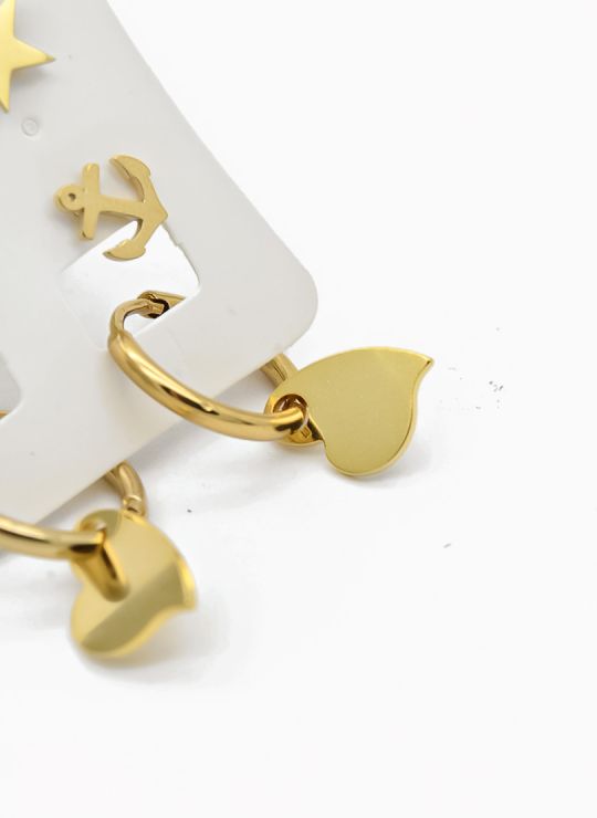 SET DE ARETES X 3 CRISTALES SURTIDO/ACERO INOXIDABLE