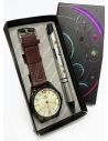 COMBO RELOJ CUERO CON BOLIGRAFO Y ESTUCHE ESPECIAL PRESENTACION VIP