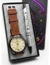 COMBO RELOJ CUERO CON BOLIGRAFO Y ESTUCHE ESPECIAL PRESENTACION VIP