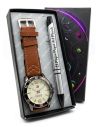 COMBO RELOJ CUERO CON BOLIGRAFO Y ESTUCHE ESPECIAL PRESENTACION VIP