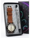 COMBO RELOJ CUERO CON BOLIGRAFO Y ESTUCHE ESPECIAL PRESENTACION VIP