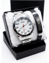 SET DE RELOJ CUERO/METALICO CON PULSERA EN ACERO EN ACERO Y ESTUCHE DE LUJO