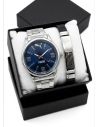 SET DE RELOJ CUERO/METALICO CON PULSERA EN ACERO EN ACERO Y ESTUCHE DE LUJO