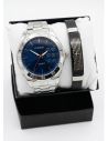 SET DE RELOJ CUERO/METALICO CON PULSERA EN ACERO EN ACERO Y ESTUCHE DE LUJO