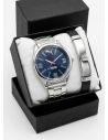 SET DE RELOJ CUERO/METALICO CON PULSERA EN ACERO EN ACERO Y ESTUCHE DE LUJO