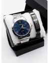 SET DE RELOJ CUERO/METALICO CON PULSERA EN ACERO EN ACERO Y ESTUCHE DE LUJO