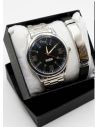 SET DE RELOJ CUERO/METALICO CON PULSERA EN ACERO EN ACERO Y ESTUCHE DE LUJO