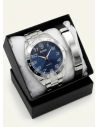 SET DE RELOJ CUERO/METALICO CON PULSERA EN ACERO EN ACERO Y ESTUCHE DE LUJO