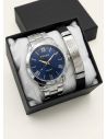 SET DE RELOJ CUERO/METALICO CON PULSERA EN ACERO EN ACERO Y ESTUCHE DE LUJO