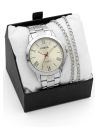 SET DE RELOJ CUERO/METALICO CON CADENA EN ACERO Y ESTUCHE DE LUJO