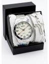SET DE RELOJ CUERO/METALICO CON CADENA EN ACERO Y ESTUCHE DE LUJO
