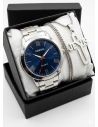 SET DE RELOJ CUERO/METALICO CON CADENA EN ACERO Y ESTUCHE DE LUJO