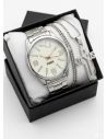 SET DE RELOJ CUERO/METALICO CON CADENA EN ACERO Y ESTUCHE DE LUJO