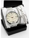 SET DE RELOJ CUERO/METALICO CON CADENA EN ACERO Y ESTUCHE DE LUJO