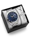 SET DE RELOJ CUERO/METALICO CON CADENA EN ACERO Y ESTUCHE DE LUJO