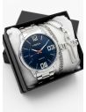 SET DE RELOJ CUERO/METALICO CON CADENA EN ACERO Y ESTUCHE DE LUJO