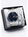 SET DE RELOJ CUERO/METALICO CON CADENA EN ACERO Y ESTUCHE DE LUJO