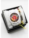 SET RELOJ GOMA CABALLERO COLOMBIA CON PULSERA EN RODIO Y ESTUCHE DE LUJO