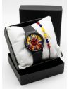 SET RELOJ GOMA DAMA COLOMBIA CON PULSERA EN RODIO Y ESTUCHE DE LUJO