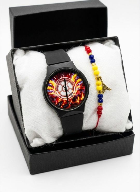 SET RELOJ GOMA DAMA COLOMBIA CON PULSERA EN RODIO Y ESTUCHE DE LUJO