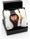 SET RELOJ GOMA DAMA COLOMBIA CON PULSERA EN RODIO Y ESTUCHE DE LUJO