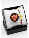SET RELOJ GOMA DAMA COLOMBIA CON PULSERA EN RODIO Y ESTUCHE DE LUJO