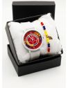 SET RELOJ GOMA DAMA COLOMBIA CON PULSERA EN RODIO Y ESTUCHE DE LUJO