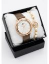 SET RELOJ METALICO CON PULSERA EN RODIO/ACERO Y ESTUCHE DE LUJO