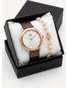 SET RELOJ METALICO CON PULSERA EN RODIO/ACERO Y ESTUCHE DE LUJO
