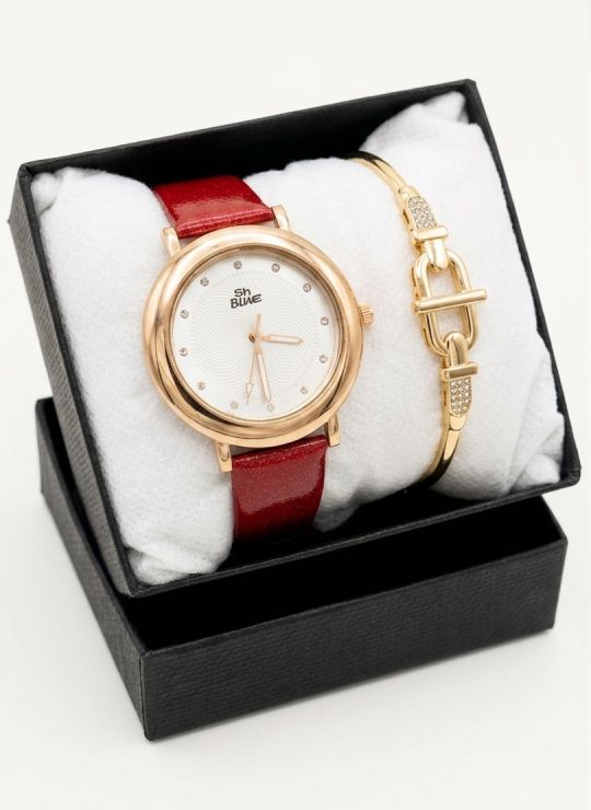 SET RELOJ METALICO CON PULSERA EN RODIO/ACERO Y ESTUCHE DE LUJO