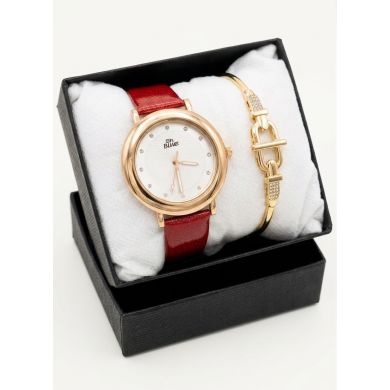 SET RELOJ METALICO CON PULSERA EN RODIO/ACERO Y ESTUCHE DE LUJO