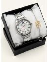 SET RELOJ METALICO CON PULSERA EN RODIO/ACERO Y ESTUCHE DE LUJO