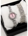 SET RELOJ METALICO CON PULSERA EN RODIO/ACERO Y ESTUCHE DE LUJO