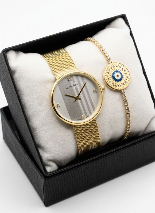 SET RELOJ METALICO CON PULSERA EN RODIO/ACERO Y ESTUCHE DE LUJO