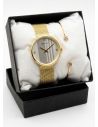 SET RELOJ METALICO CON PULSERA EN RODIO/ACERO Y ESTUCHE DE LUJO