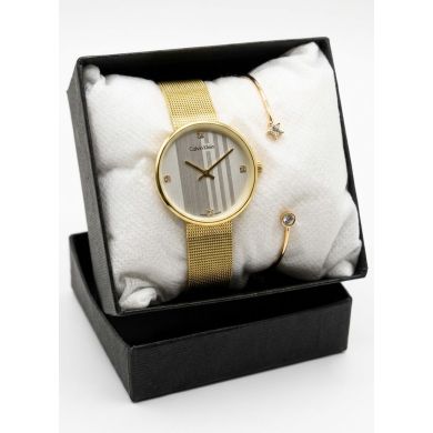 SET RELOJ METALICO CON PULSERA EN RODIO/ACERO Y ESTUCHE DE LUJO