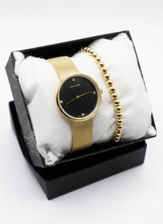 SET RELOJ METALICO CON PULSERA EN RODIO/ACERO Y ESTUCHE DE LUJO