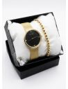 SET RELOJ METALICO CON PULSERA EN RODIO/ACERO Y ESTUCHE DE LUJO