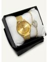 SET RELOJ METALICO CON PULSERA EN RODIO/ACERO Y ESTUCHE DE LUJO