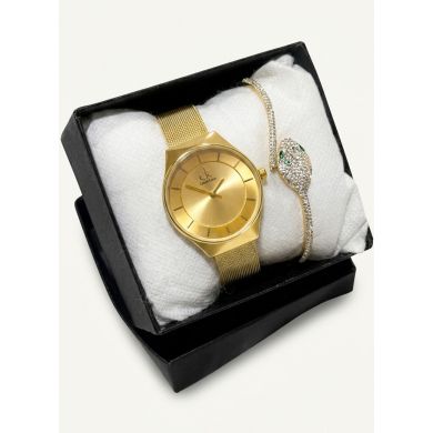 SET RELOJ METALICO CON PULSERA EN RODIO/ACERO Y ESTUCHE DE LUJO