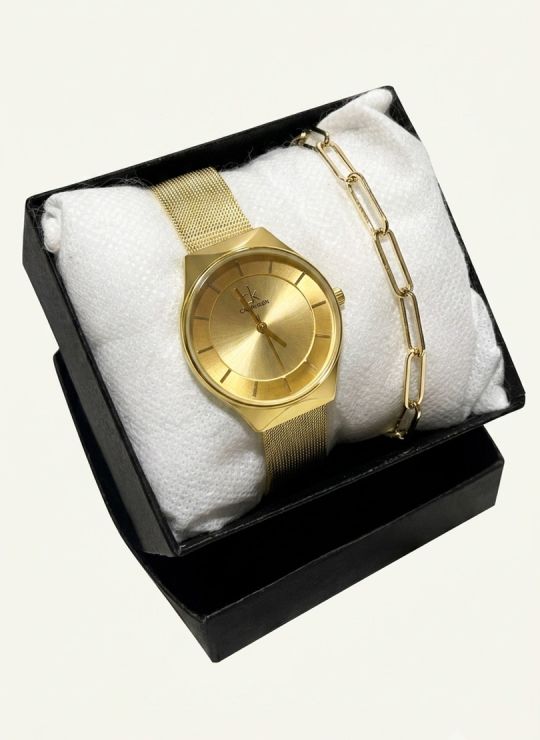 SET RELOJ METALICO CON PULSERA EN RODIO/ACERO Y ESTUCHE DE LUJO