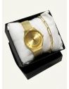 SET RELOJ METALICO CON PULSERA EN RODIO/ACERO Y ESTUCHE DE LUJO