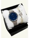 SET RELOJ METALICO CON PULSERA EN RODIO/ACERO Y ESTUCHE DE LUJO