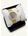 SET RELOJ METALICO CON PULSERA EN RODIO/ACERO Y ESTUCHE DE LUJO